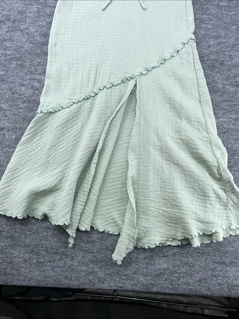 Free People Mint Green Tie-Front Ruffle Maxi Dress Big Mood Midi Size XS - Picture 7 of 15